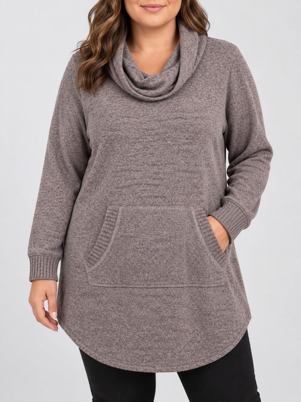 torrid Taupe Cowl Neck Tunic Sweater